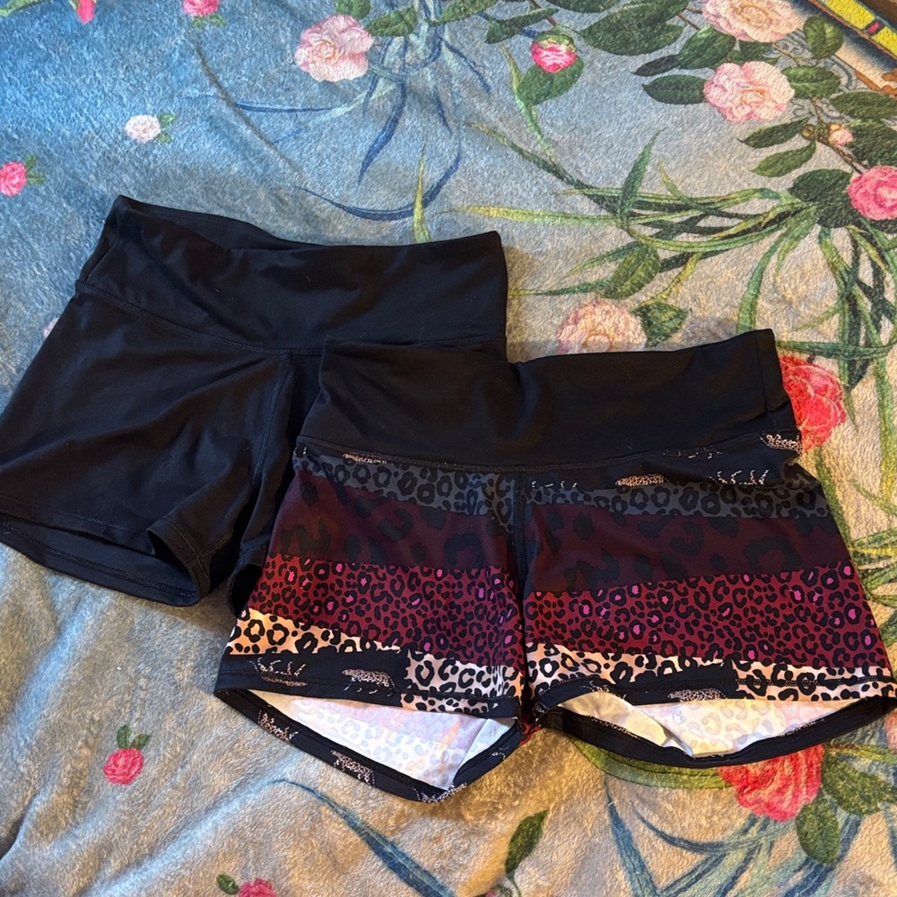 Victoria’s Secret sport black shorts and leopard Women's Shorts XS set of 2